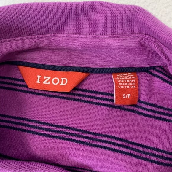IZOD Men’s Small Purple Black Striped Windward Cool Polo UPF 15 Shirt - Picture 9 of 10